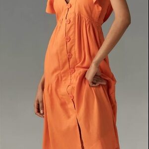 Anthropologie Bright Orange Flutter Sleeve Dress (Swifties take note of color!)